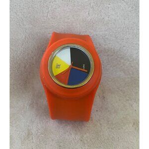 Orange Snap Wrist Watch Women’s Color Block Face Trendy Casual Timepiece